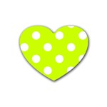 Polka Dots - White on Fluorescent Yellow Heart Coaster (4 pack)