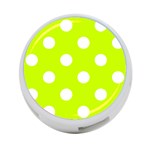 Polka Dots - White on Fluorescent Yellow 4-Port USB Hub (One Side)