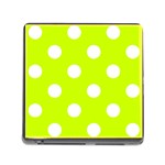Polka Dots - White on Fluorescent Yellow Memory Card Reader (Square)