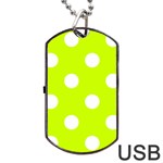 Polka Dots - White on Fluorescent Yellow Dog Tag USB Flash (Two Sides)