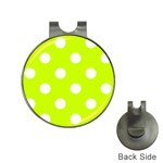 Polka Dots - White on Fluorescent Yellow Golf Ball Marker Hat Clip