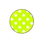 Polka Dots - White on Fluorescent Yellow Hat Clip Ball Marker (4 pack)