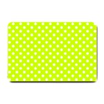 Polka Dots - White on Fluorescent Yellow Small Doormat