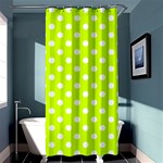 Polka Dots - White on Fluorescent Yellow Shower Curtain 36  x 72  (Stall)