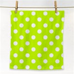 Polka Dots - White on Fluorescent Yellow Face Towel