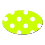 Polka Dots - White on Fluorescent Yellow Magnet (Oval)