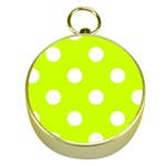 Polka Dots - White on Fluorescent Yellow Gold Compass