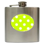 Polka Dots - White on Fluorescent Yellow Hip Flask (6 oz)
