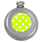 Polka Dots - White on Fluorescent Yellow Hip Flask (5 oz)