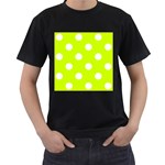 Polka Dots - White on Fluorescent Yellow Men s T-Shirt (Black)