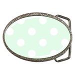 Polka Dots - White on Pale Green Belt Buckle