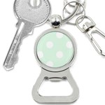 Polka Dots - White on Pale Green Bottle Opener Key Chain