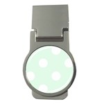Polka Dots - White on Pale Green Money Clip (Round)