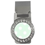 Polka Dots - White on Pale Green Money Clip (CZ)