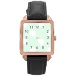 Polka Dots - White on Pale Green Rose Gold Leather Watch