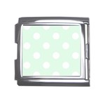 Polka Dots - White on Pale Green Mega Link Italian Charm (18mm)