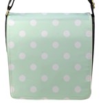 Polka Dots - White on Pale Green Flap Closure Messenger Bag (S)
