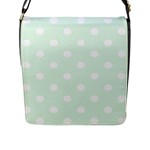 Polka Dots - White on Pale Green Flap Closure Messenger Bag (L)