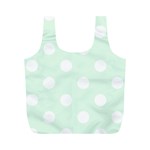 Polka Dots - White on Pale Green Full Print Recycle Bag (M)
