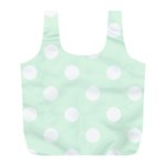 Polka Dots - White on Pale Green Full Print Recycle Bag (L)