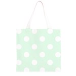 Polka Dots - White on Pale Green Grocery Light Tote Bag