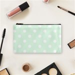 Polka Dots - White on Pale Green Cosmetic Bag (S)