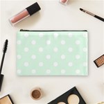 Polka Dots - White on Pale Green Cosmetic Bag (M)