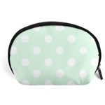Polka Dots - White on Pale Green Accessory Pouch (Large)