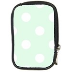 Polka Dots - White on Pale Green Compact Camera Leather Case