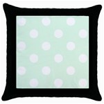 Polka Dots - White on Pale Green Throw Pillow Case (Black)