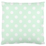 Polka Dots - White on Pale Green Large Flano Cushion Case (Two Sides)