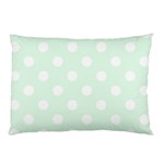 Polka Dots - White on Pale Green Pillow Case (One Side)