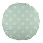 Polka Dots - White on Pale Green Large 18  Premium Round Cushion