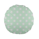 Polka Dots - White on Pale Green Standard 15  Premium Flano Round Cushion
