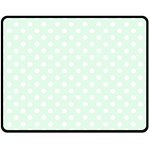 Polka Dots - White on Pale Green Double Sided Fleece Blanket (Medium) (Two Sides)