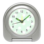 Polka Dots - White on Pale Green Desk Alarm Clock