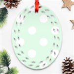 Polka Dots - White on Pale Green Oval Filigree Ornament (Two Sides)