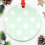 Polka Dots - White on Pale Green Ornament (Round)