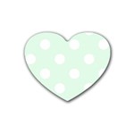 Polka Dots - White on Pale Green Heart Coaster (4 pack)