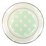 Polka Dots - White on Pale Green Porcelain Plate