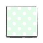 Polka Dots - White on Pale Green Memory Card Reader (Square)