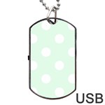 Polka Dots - White on Pale Green Dog Tag USB Flash (Two Sides)