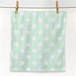 Polka Dots - White on Pale Green Face Towel