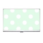 Polka Dots - White on Pale Green Business Card Holder