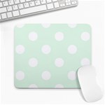 Polka Dots - White on Pale Green Large Mousepad