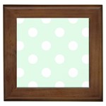 Polka Dots - White on Pale Green Framed Tile
