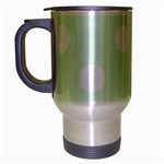 Polka Dots - White on Pale Green Travel Mug (Silver Gray)