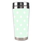 Polka Dots - White on Pale Green Stainless Steel Travel Tumbler