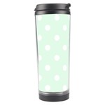 Polka Dots - White on Pale Green Travel Tumbler