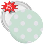 Polka Dots - White on Pale Green 3  Button (100 pack)
